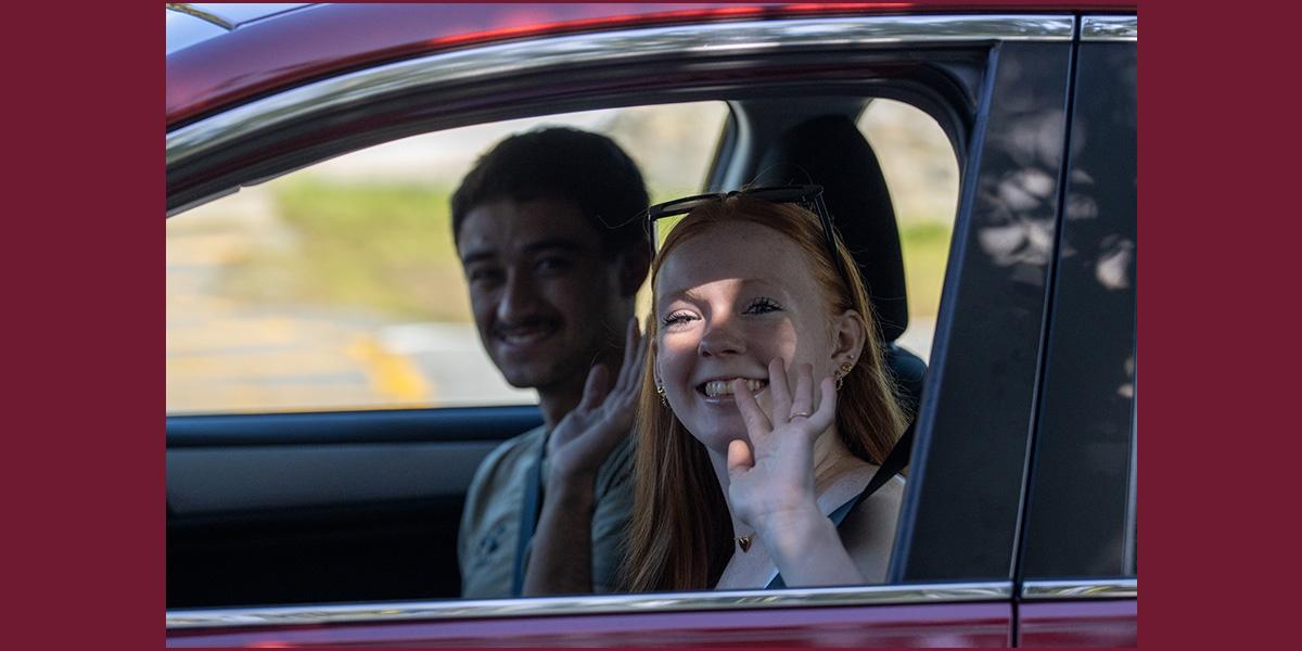 New students in a car